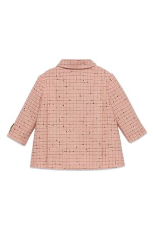 Cappotto doppiopetto in lana rosa GUCCI KIDS | 741311XWAX55152